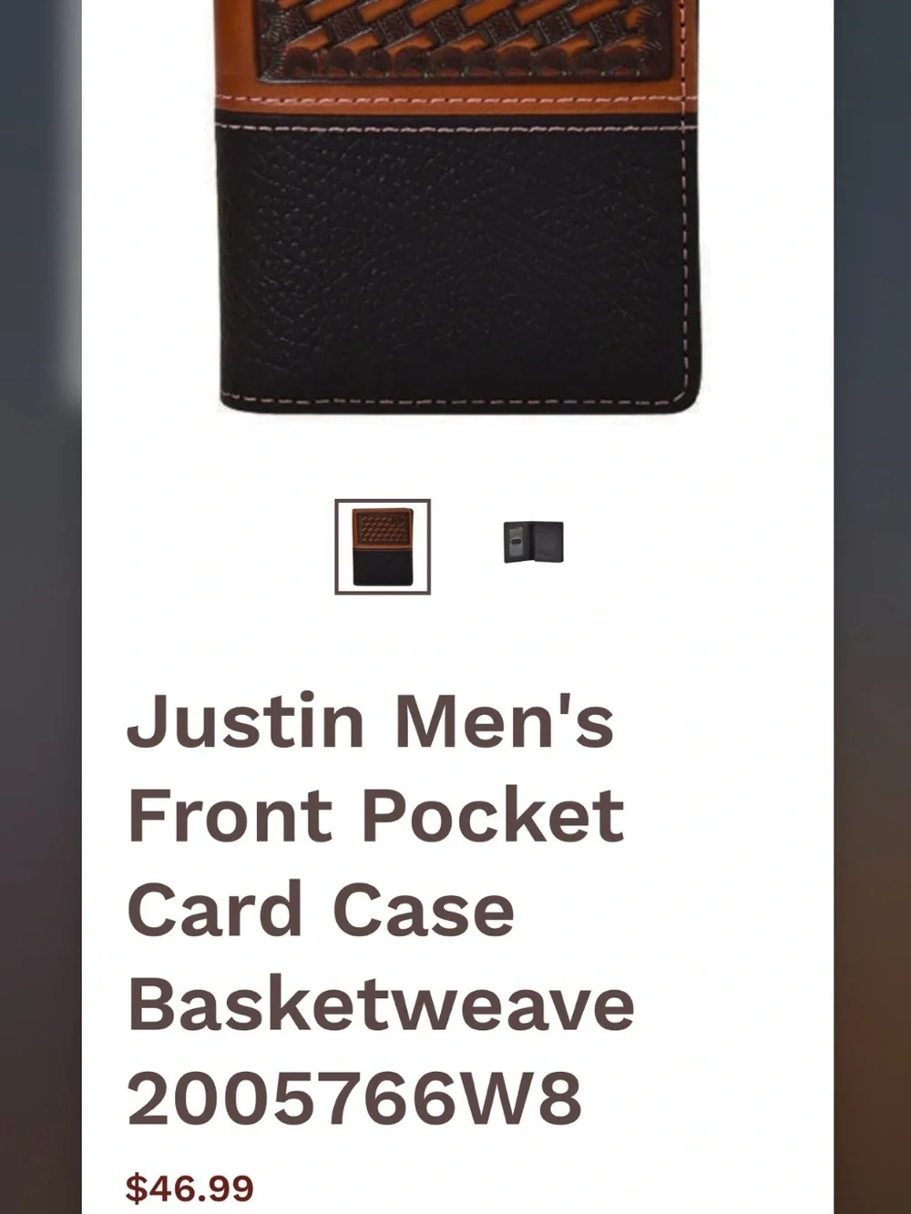 Justin Boots Two-Tone RFID Leather Card Wallet - Black & Brown